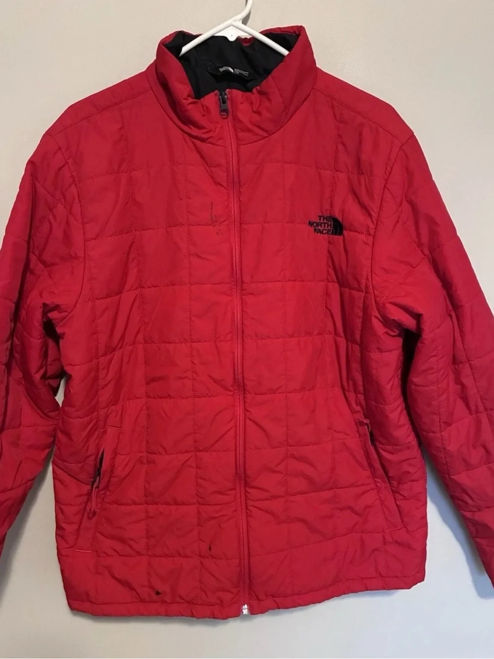 The North Face Men’s Large Red Quilted Insulated Full Zip Jacket Outdoor Hiking